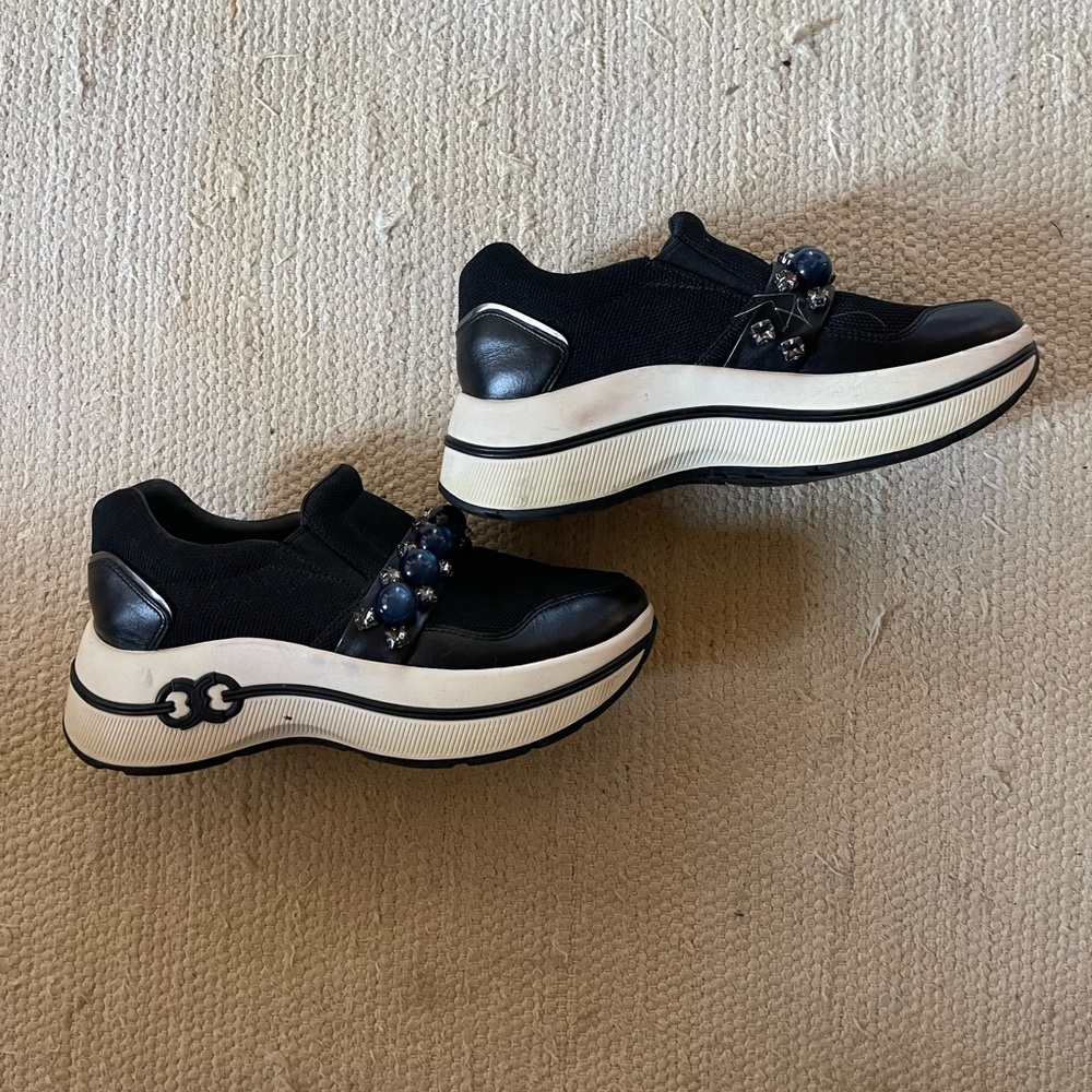 Tory Burch navy embellished platform sneakers size 7